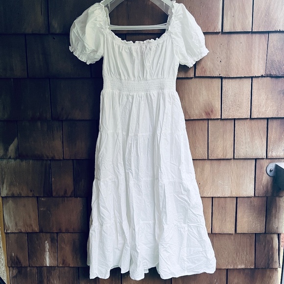 Revolve ASTR Sweetheart Neck Tiered Ruffle Cotton Midi Dress - Picture 12 of 17